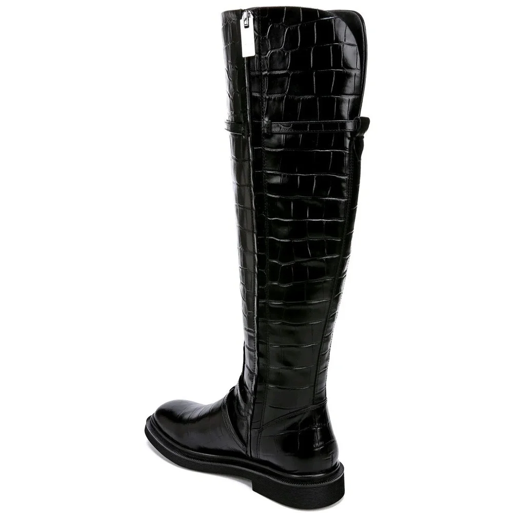 SARTO by Franco Sarto Ainsley Black Croc Embossed Leather Knee High Boots Size 9